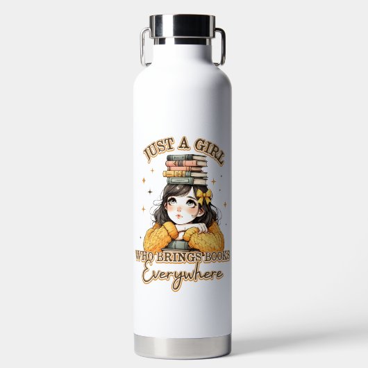 Nur ein Mädchen, das überall Bücher bringt Trinkflasche (Vorderseite)