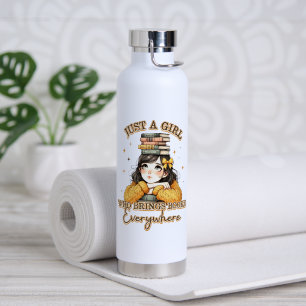 Nur ein Mädchen, das überall Bücher bringt Trinkflasche