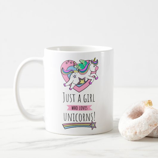 Nur ein Mädchen, das Unicorns Liebe! Kaffeetasse (Mit Donut)