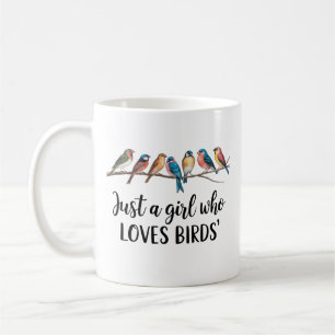 Nur ein Mädchen, das Vögel Niedliches Wasserfarben Kaffeetasse