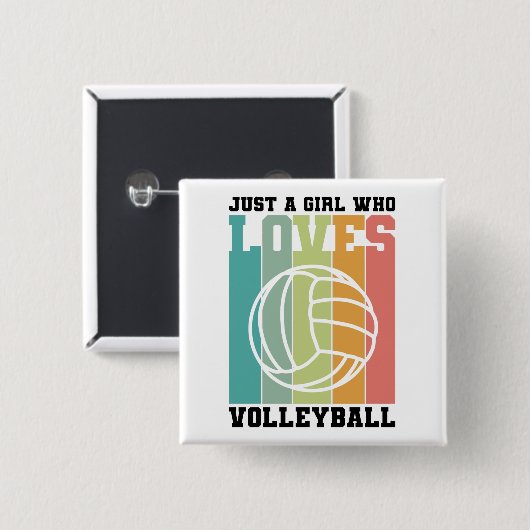 Nur ein Mädchen, das Volleyball Liebe Button (Vorne & Hinten)