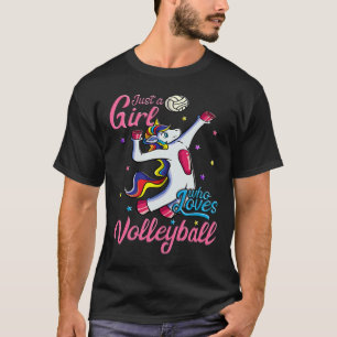 Nur ein Mädchen, das Volleyball Liebe Einicorn Wei T-Shirt