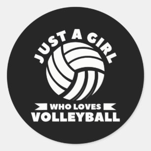 Nur ein Mädchen, das Volleyball-Liebe Runder Aufkleber