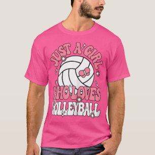 Nur ein Mädchen, das Volleyball Niedlich Pink Voll T-Shirt