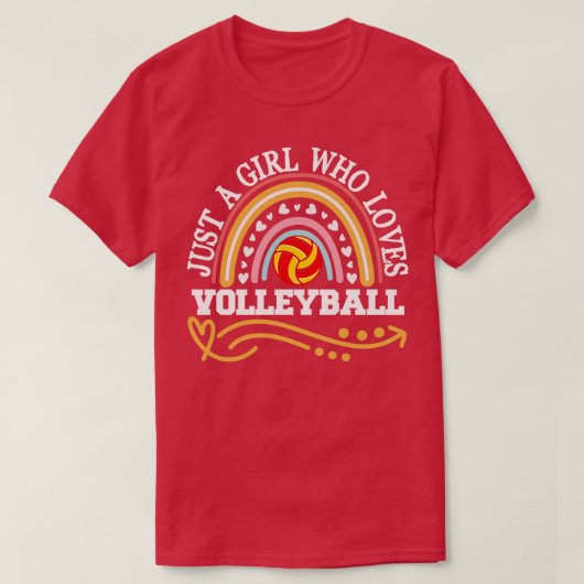Nur ein Mädchen, das Volleyball-Regenbogen-Geschen T-Shirt (Design vorne)