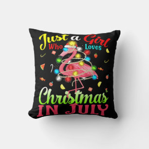 Nur ein Mädchen, das Weihnachten im Juli Flamingo Kissen