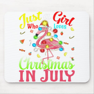 Nur ein Mädchen, das Weihnachten im Juli Flamingo Mousepad