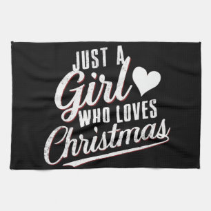 Nur ein Mädchen, das Weihnachten Liebe Geschirrtuch
