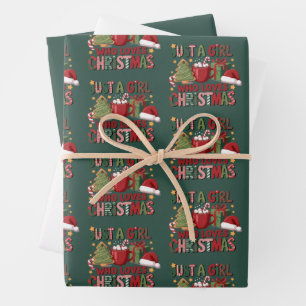 Nur ein Mädchen, das Weihnachten Liebhaber Urlaub  Geschenkpapier Set