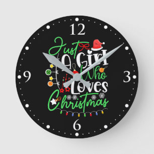 Nur ein Mädchen, das Weihnachten liebt Runde Wanduhr