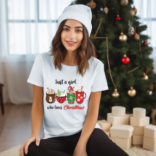 Nur ein Mädchen, das Weihnachten liebt, süß modern T-Shirt