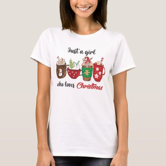 Nur ein Mädchen, das Weihnachten Niedliche Moderne T-Shirt (Vorderseite)