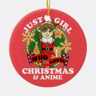 Nur ein Mädchen, das Weihnachten und Anime-Elfen l Keramik Ornament