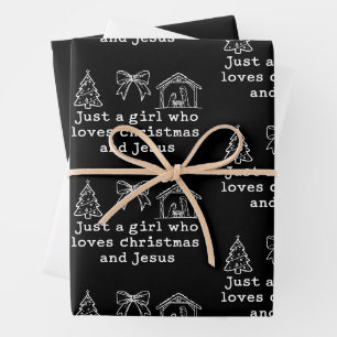 Nur ein Mädchen, das Weihnachten und Jesus Geburt  Geschenkpapier Set