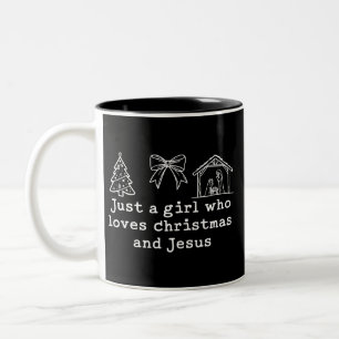 Nur ein Mädchen, das Weihnachten und Jesus Geburt  Zweifarbige Tasse