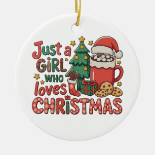 Nur ein Mädchen, das Weihnachten Urlaub Winter lie Keramik Ornament