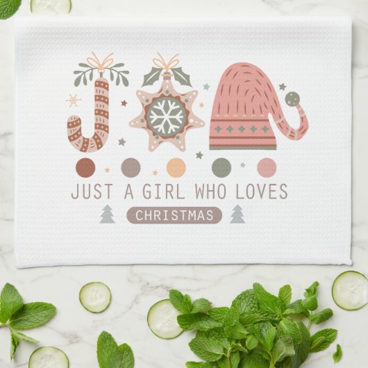 Nur ein Mädchen, das Weihnachts-Pastel Boho Lieben Geschirrtuch (Gefaltet)