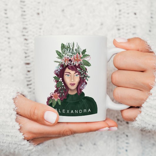 Nur ein Mädchen, das Weihnachts-Schönheit Liebe Kaffeetasse