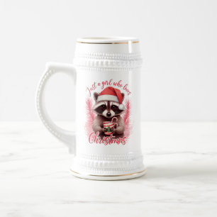 Nur ein Mädchen, das Weihnachts-Waschbären liebt-7 Bierglas