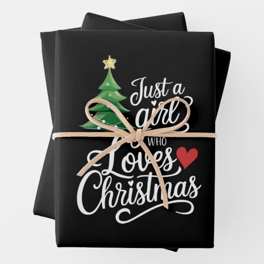 Nur ein Mädchen, das Weihnachtsbaum-Familiengesche Geschenkpapier Set (Beispiel)