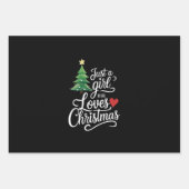 Nur ein Mädchen, das Weihnachtsbaum-Familiengesche Geschenkpapier Set (Vorderseite)