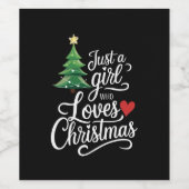 Nur ein Mädchen, das Weihnachtsbaum-Familiengesche Weinetikett (Einzelnes Label)