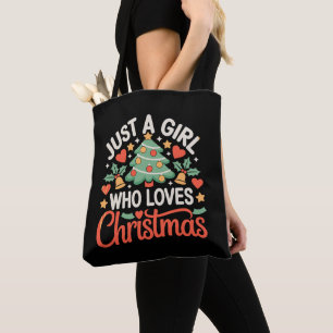 Nur ein Mädchen, das Weihnachtsbaum-Herzen Weihnac Tasche