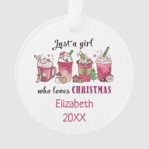 Nur ein Mädchen, das Weihnachtskaffee lustig trend Ornament