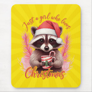 Nur ein Mädchen, das Weihnachtswaschbären liebt-71 Mousepad