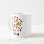 Nur ein Mädchen, das Welpen und Softball Lieben Kaffeetasse (Vorderseite Links)
