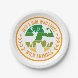Nur ein Mädchen, das wilde Tiere Liebe Pappteller