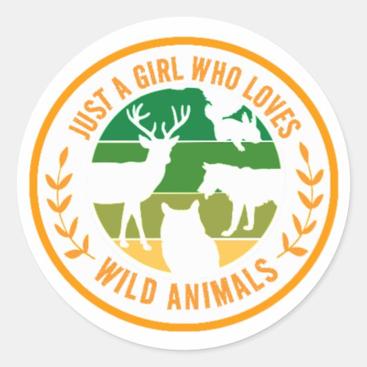 Nur ein Mädchen, das wilde Tiere Liebe Runder Aufkleber (Vorderseite)