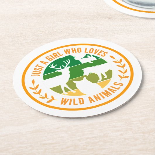 Nur ein Mädchen, das wilde Tiere Liebe Runder Pappuntersetzer (Angewinkelt)