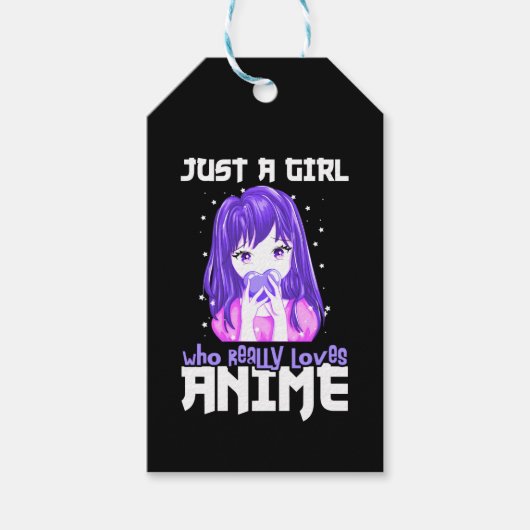 Nur ein Mädchen, das wirklich Anime im Lila Liebe Geschenkanhänger (Vorderseite)