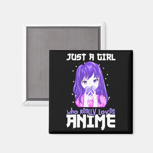 Nur ein Mädchen, das wirklich Anime im Lila Liebe Magnet (Vorderseite/Rückseite)