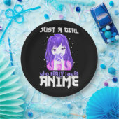 Nur ein Mädchen, das wirklich Anime im Lila Liebe Pappteller (Party)