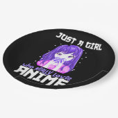 Nur ein Mädchen, das wirklich Anime im Lila Liebe Pappteller (Schrägansicht)