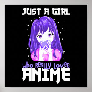 Nur ein Mädchen, das wirklich Anime im Lila Liebe Poster