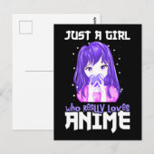 Nur ein Mädchen, das wirklich Anime im Lila Liebe Postkarte (Vorne/Hinten)