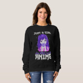 Nur ein Mädchen, das wirklich Anime im Lila Liebe Sweatshirt (Vorne ganz)
