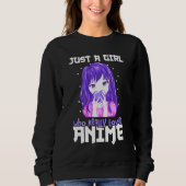 Nur ein Mädchen, das wirklich Anime im Lila Liebe Sweatshirt (Vorderseite)