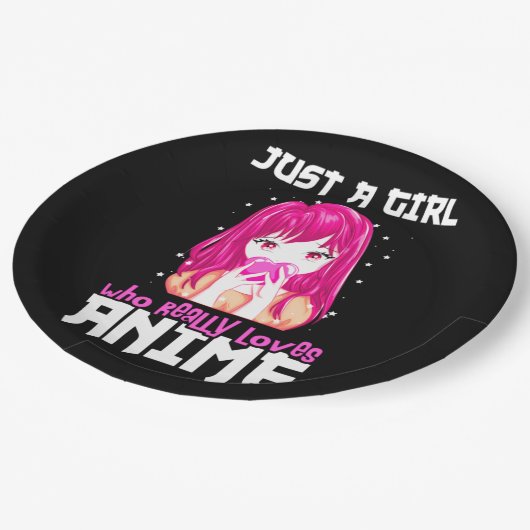 Nur ein Mädchen, das wirklich Anime Liebe Pappteller (Schrägansicht)