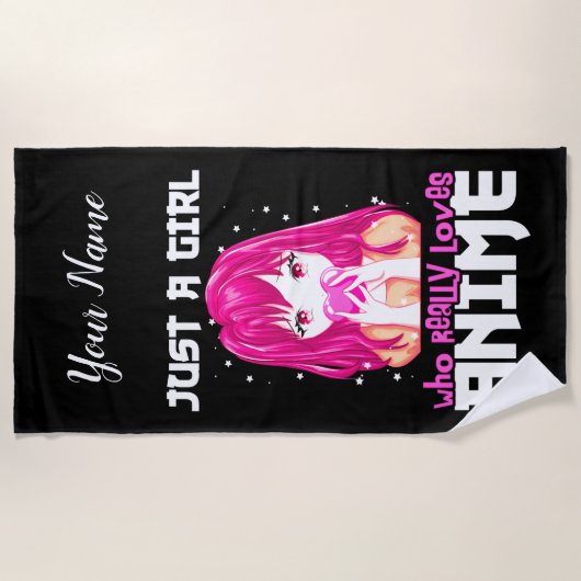 Nur ein Mädchen, das wirklich Anime Liebe Strandtuch (Vorderseite)