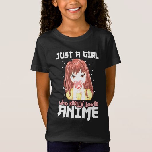 Nur ein Mädchen, das wirklich Anime Liebe T-Shirt (Vorderseite)