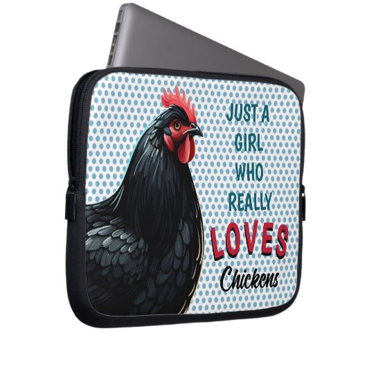 Nur ein Mädchen, das wirklich Hühner in Australorp Laptopschutzhülle (Vorne Rechts)