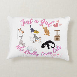 Nur ein Mädchen, das wirklich Katzen Liebe Dekokissen