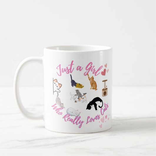 Nur ein Mädchen, das wirklich Katzen Liebe Kaffeetasse (Links)