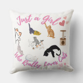 Nur ein Mädchen, das wirklich Katzen Liebe Kissen (Rückseite)