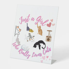 Nur ein Mädchen, das wirklich Katzen Liebe Sockelschild