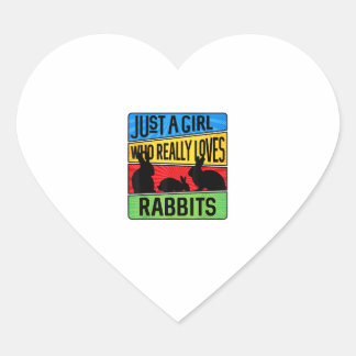 Nur ein Mädchen, das wirklich Lieben Rabbits. Herz-Aufkleber